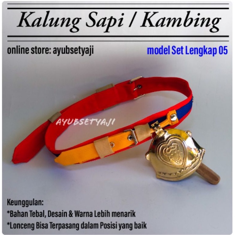 Kalung Sapi Kalung Kambing model Set lengkap 5 Bal Bandul Lonceng Kuningan aksesoris kalung leher Ta