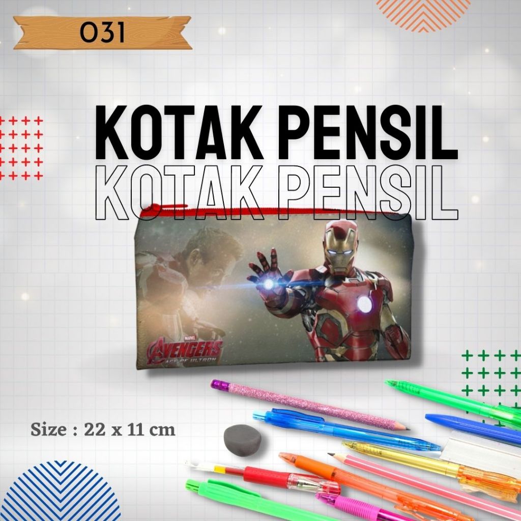 

Tempat Pensil 031 gambar Karakter, Iron Man, Tempat Pensil Karakter