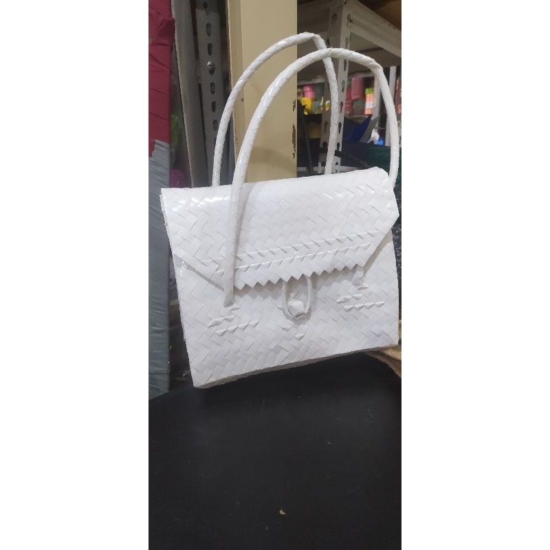 tas anyaman new model selempang bahan plastik kaca isi 1 pcs