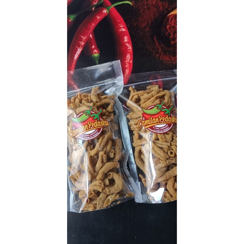 

camilan keripik usus pedas dan original enak murah renyah