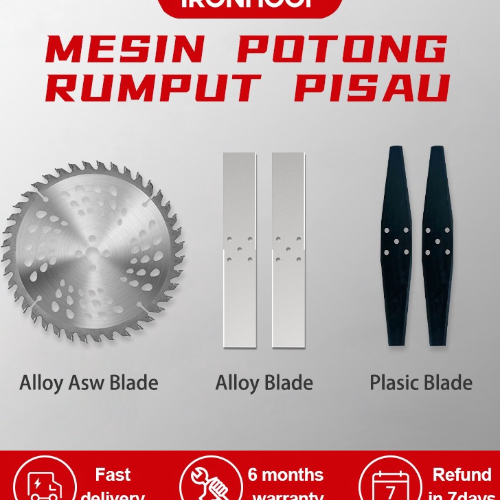 DiSkon  IRONHOOF Mesin Potong Rumput 7 Pisau