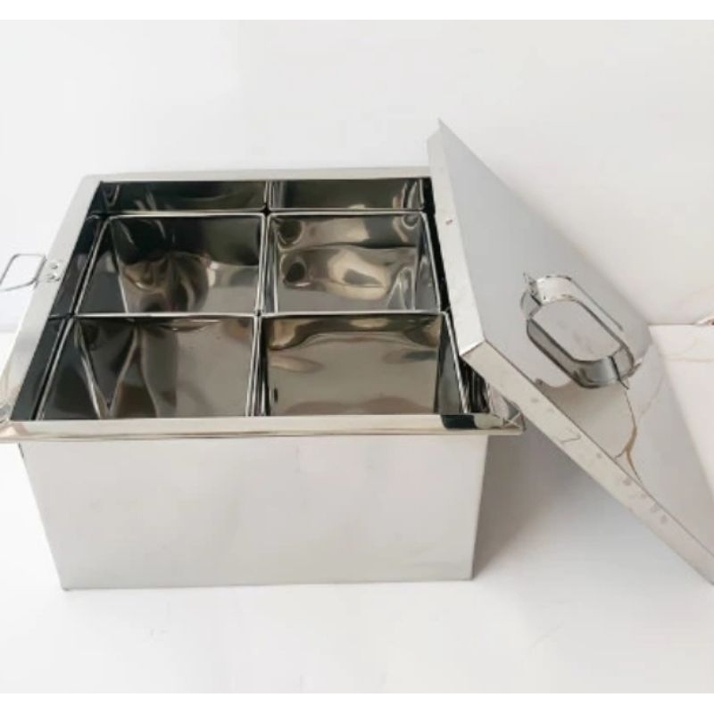 Dandang odeng / Panci odeng / Dandang shabu / loyang kotak sekat 4 Ukuran 35x35 cm