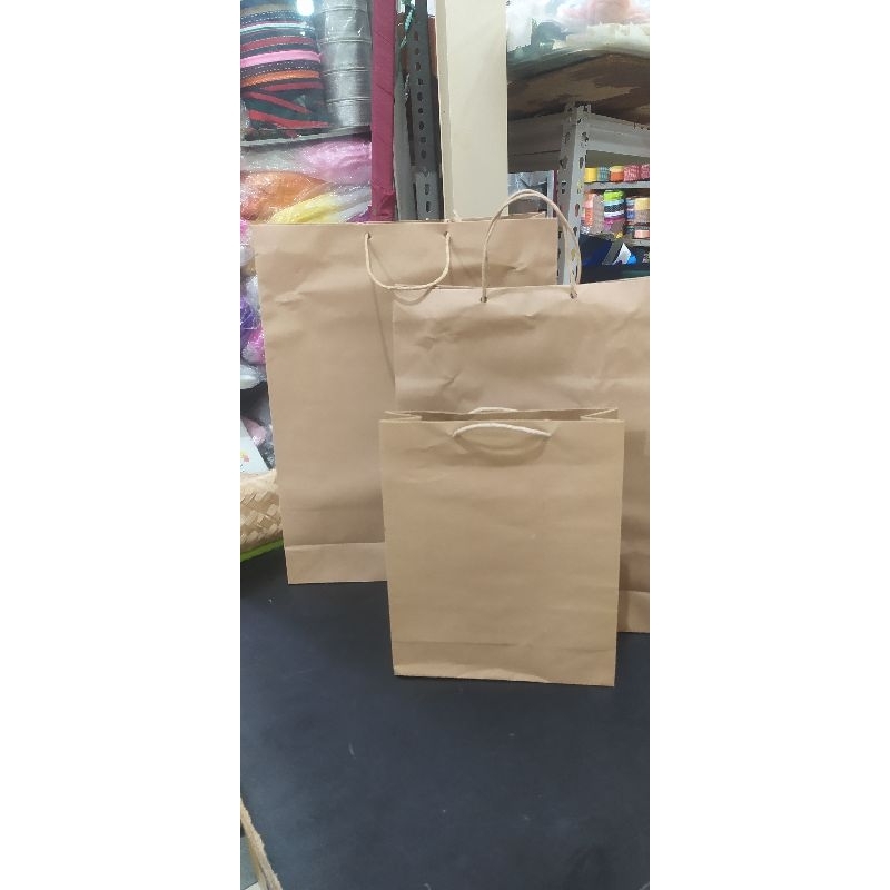 

paper bag polio coklat tali kertas besar isi 12 pcs new