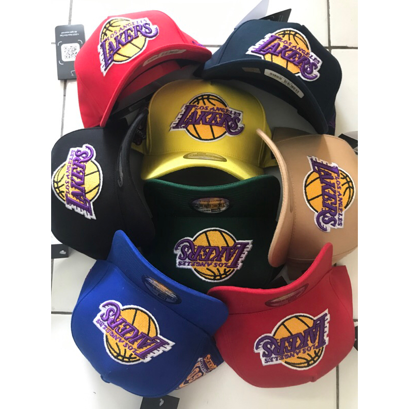 LAKERS BORDIR UNGU KUNING TOPI BASEBALL BORDIR / TOPI BISBOL BORDIR/ LAKERS/ LA LAKERS