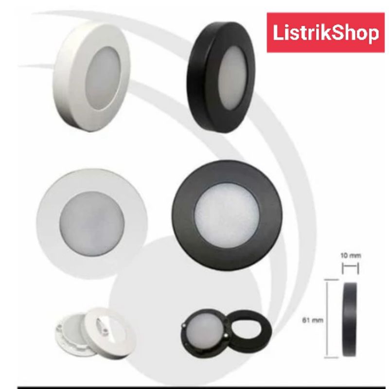 Lampu Downlight Led Mini Tempel Outbow Kabinet 3 Watt 220Vac