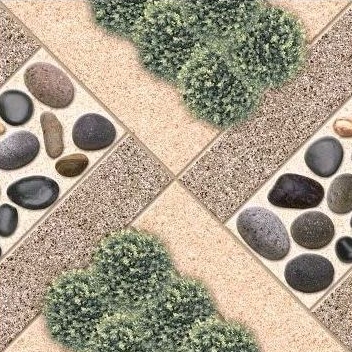 Keramik 25x25 juiter Gravel  beige/grey (Motif bebatuan coral variasi rumput, matt) Grade A