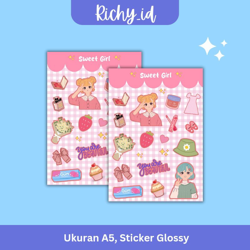 

stiker lucu tema sweet girl / sticker dekorasi lucu tema sweet girl / stiker karakter lucu