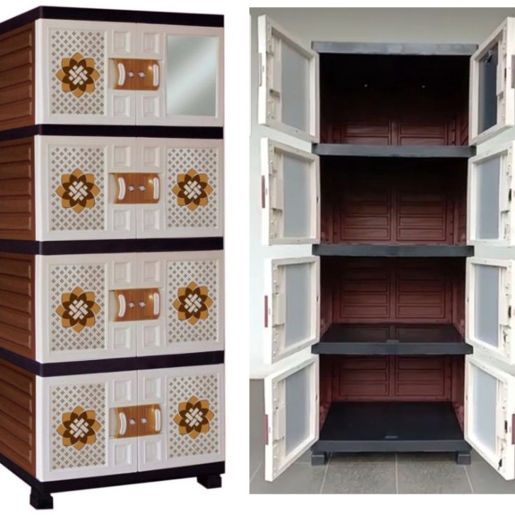 COD Lemari baju pakaian plastik susun MOTIF BATIK FULL KUNCI MOCCA MASTER