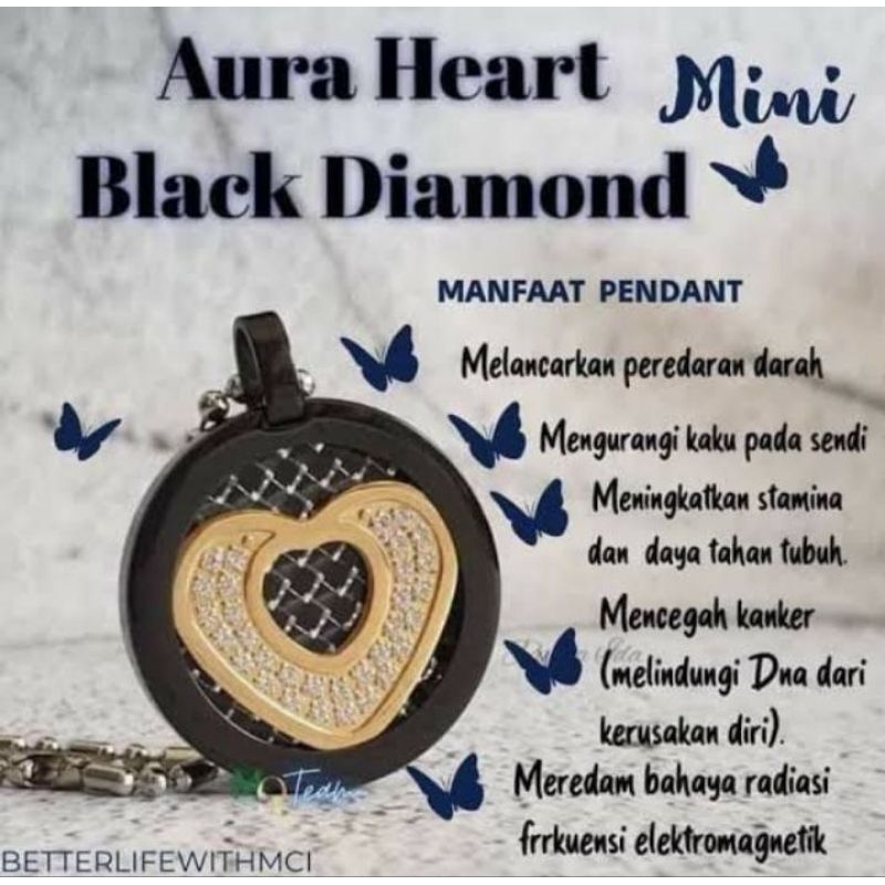 Kalung Aura Heart Mini Black Diamond Ori MCI