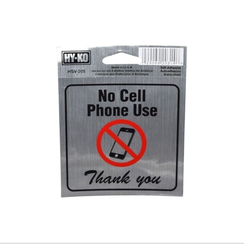 

Hy-Ko - Sticker Self Adhesive / Stiker Label Tanda Larangan Menggunakan Handphone "No Cell Phone Use" Made In America