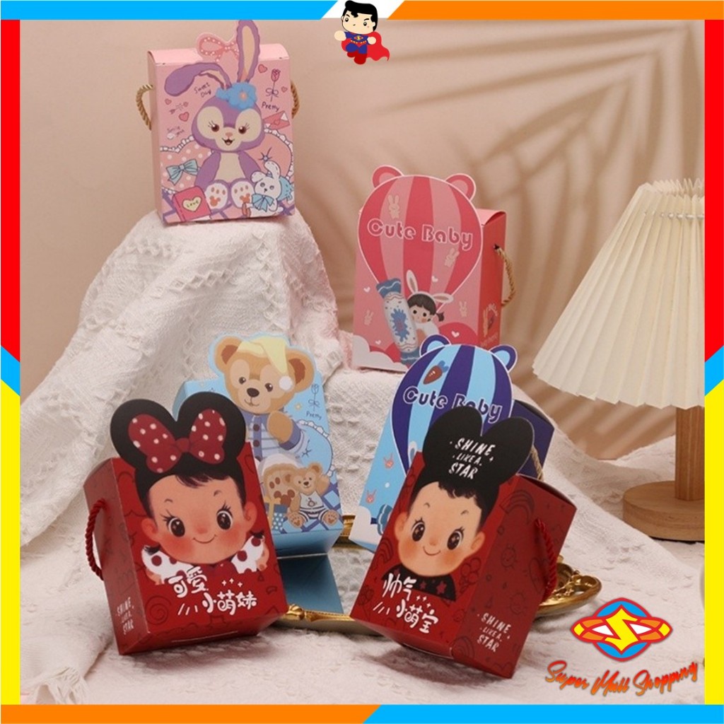 

SMS Goodie Bag Ulang Tahun Anak Motif Kartun Tas Bingkisan Hadiah Hampers Ulang Tahun Anak Kotak Souvenir Kantong Tentengan Bingkisan Paper Bag Kertas