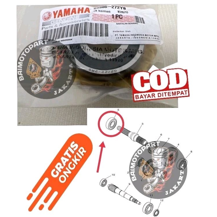 ORI BEARING LAHER 62/22 BANTALAN AS RODA BELAKANG MIO 125 MIO M3 MIO S MIO Z FINO 125 SOUL GT 125 PR
