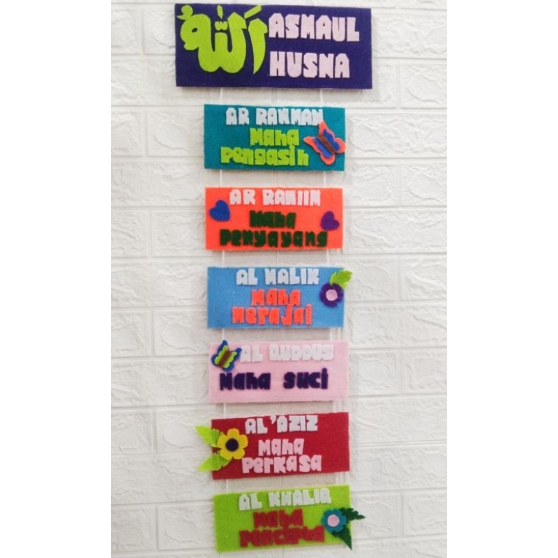 Asmaul husna hiasan dinding kerajinan tangan tugas sekolah