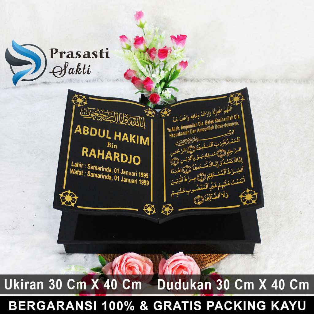 Batu Nisan Alquran Buku Makam Granit Full Set Kijing Maesan Kuburan 30 X 40 / 30 X 40 D15