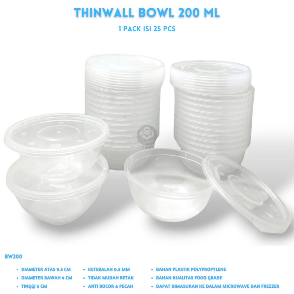 Thinwall Bulat 200 Ml Thinwall Cup 200 Ml Cup Puding (BW200-Isi 25 pcs)