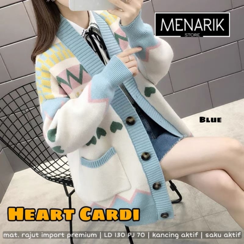 Jaket rajut import wanita korea jumbo cantik terbaru. Jacket korean style kekinian. Heart cardi by M