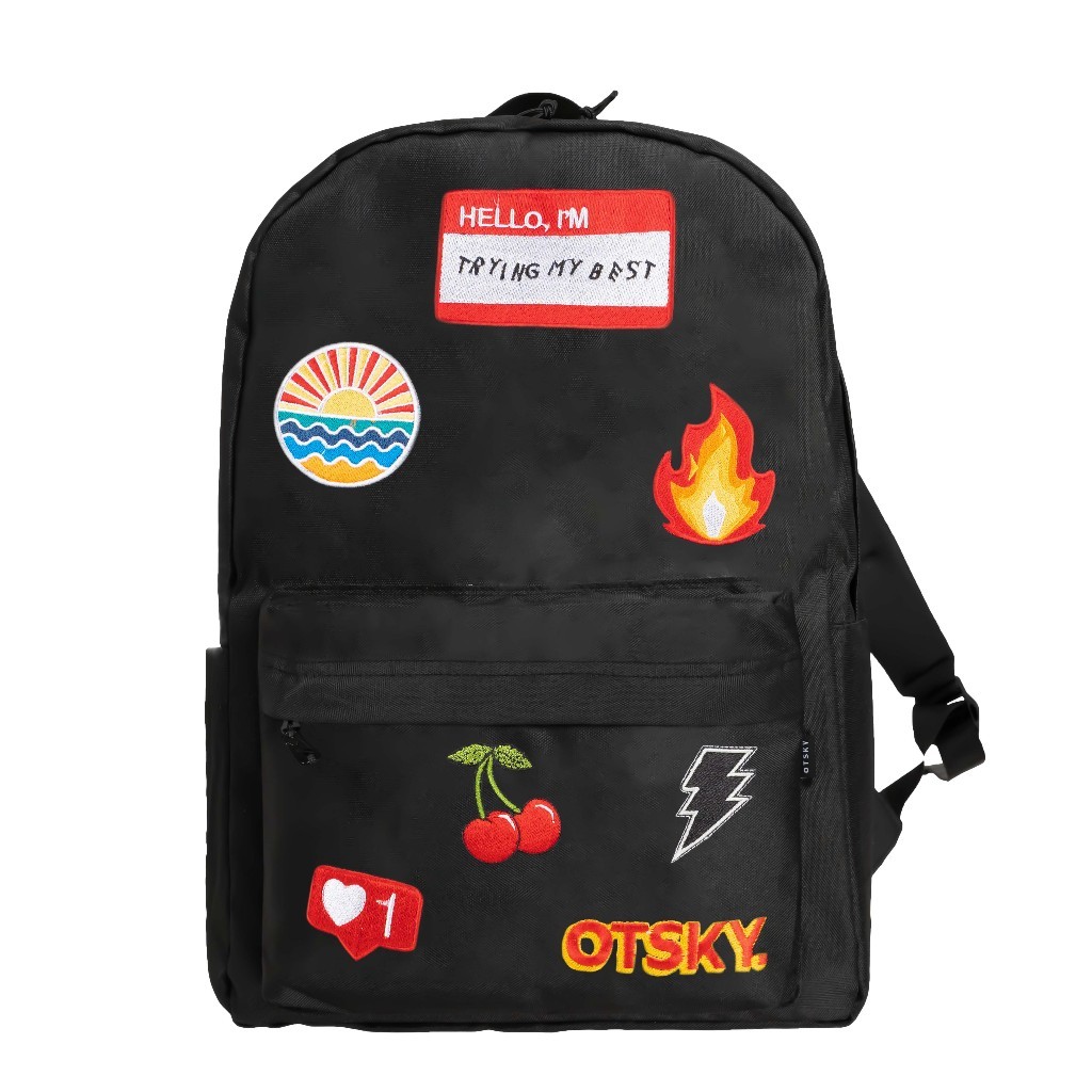 Otsky Tas Ransel Backpack Sticker Black Bordir Premium Pria & Wanita