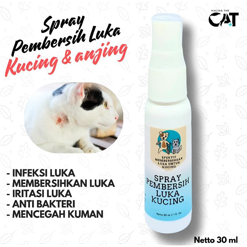 Spray Pembersih Luka Kucing - Obat Luka Kucing - Spray Luka Kucing Untuk Luka Basah & Kering, Luka B