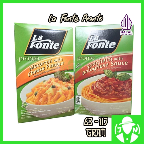 

La Fonte Pronto Macaroni With Cheese 63 Gram & La Fonte Pronto Spaghetti With Bolognese Sauce 117 Gram HALAL