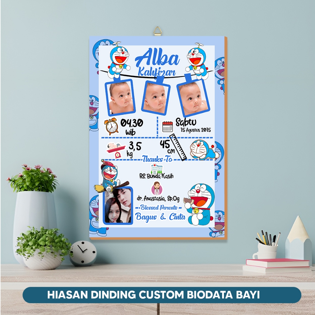 Biodata Bayi Custom Lucu Hiasan Dinding Custom Biodata Bayi Anak Baru Lahir Kado Lahiran Murah