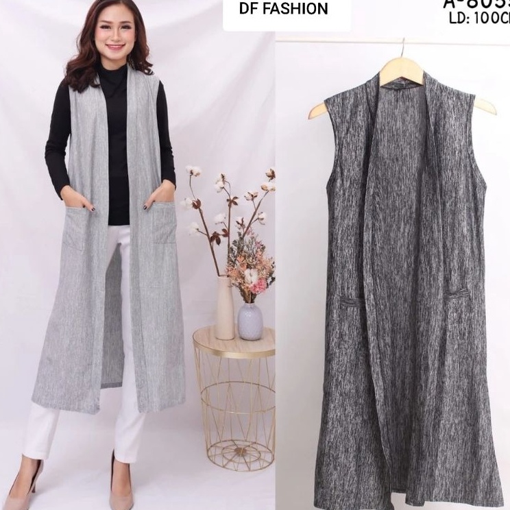 Hadir Hebat  Cardigan Yukensi Wanita Tunik Outer Tunik Cardigan Yukensi Outer Tanpa Lengan