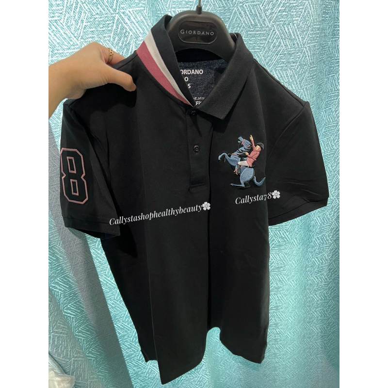 Giordano Polo Shirt Man Napoleon Signa Black Size S M L XL