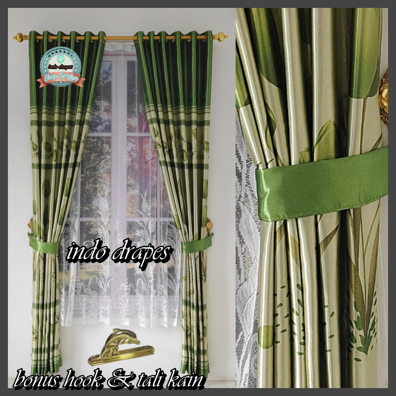 gorden pintu kamar tidur Aesthetic blackout import motif bunga ungu