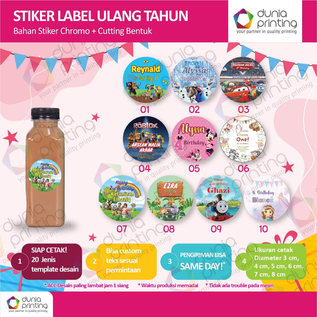 

Sticker ulang tahun anak custom - edisi 3