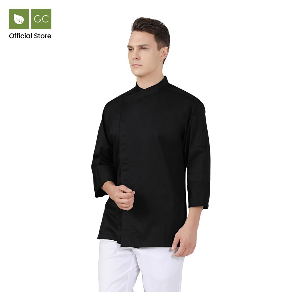 Jaket Koki Thyme Hitam, Lengan Panjang / Thyme Black Chef Jacket, Long Sleeve