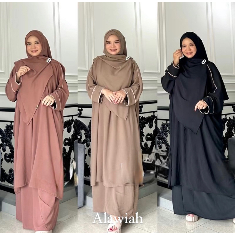 KAYLA ONESET ROK TUNIK MELAYU SET HIJAB PASHMINA OVAL (HIJAB-TUNIK-ROK) SETELAN BAJU KURUNG MALAYSIA