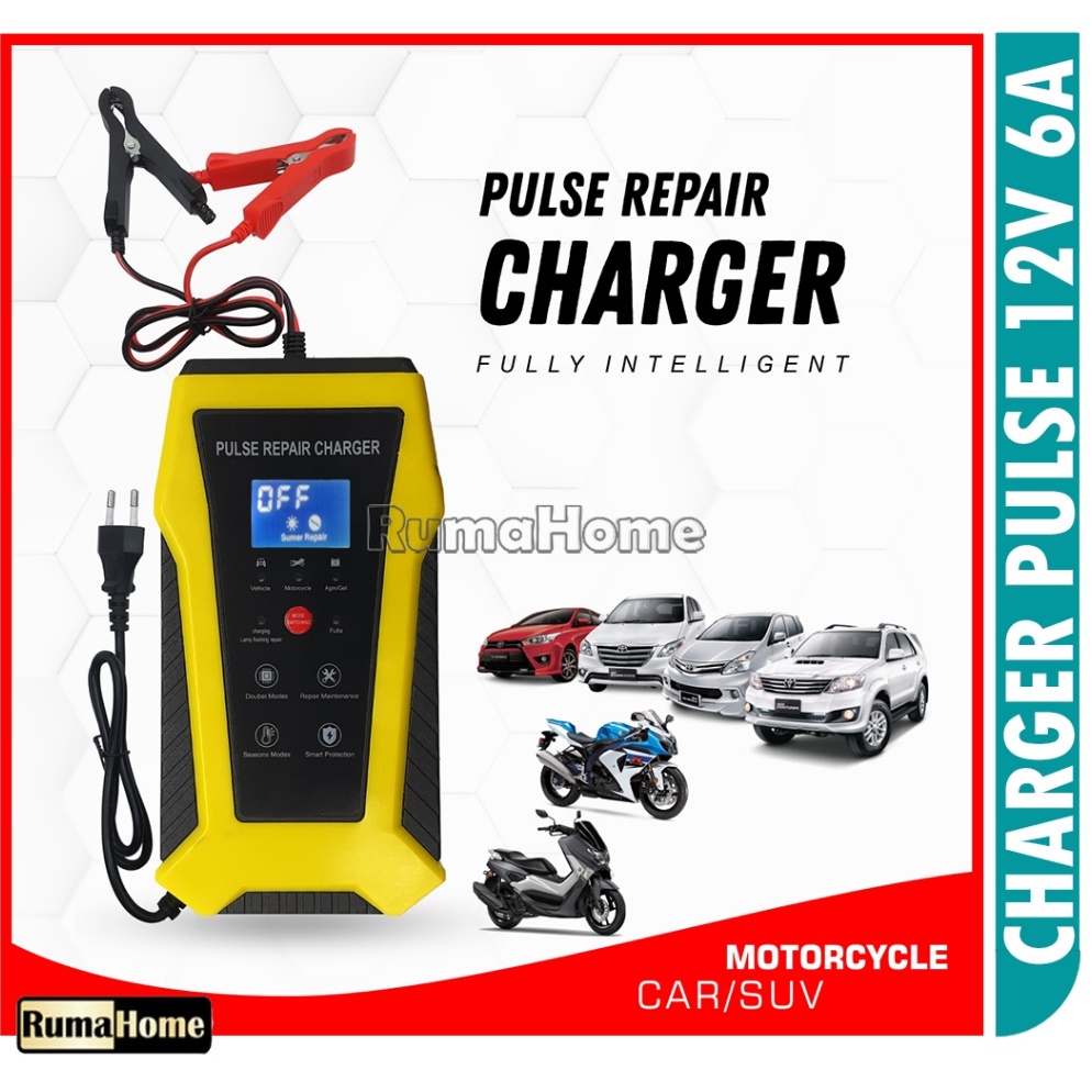 ART L52E Charger Aki Portable 5A 6A 8A 12v Mobil dan Motor  Otomatis Charger Accu  Alat Cas Aki