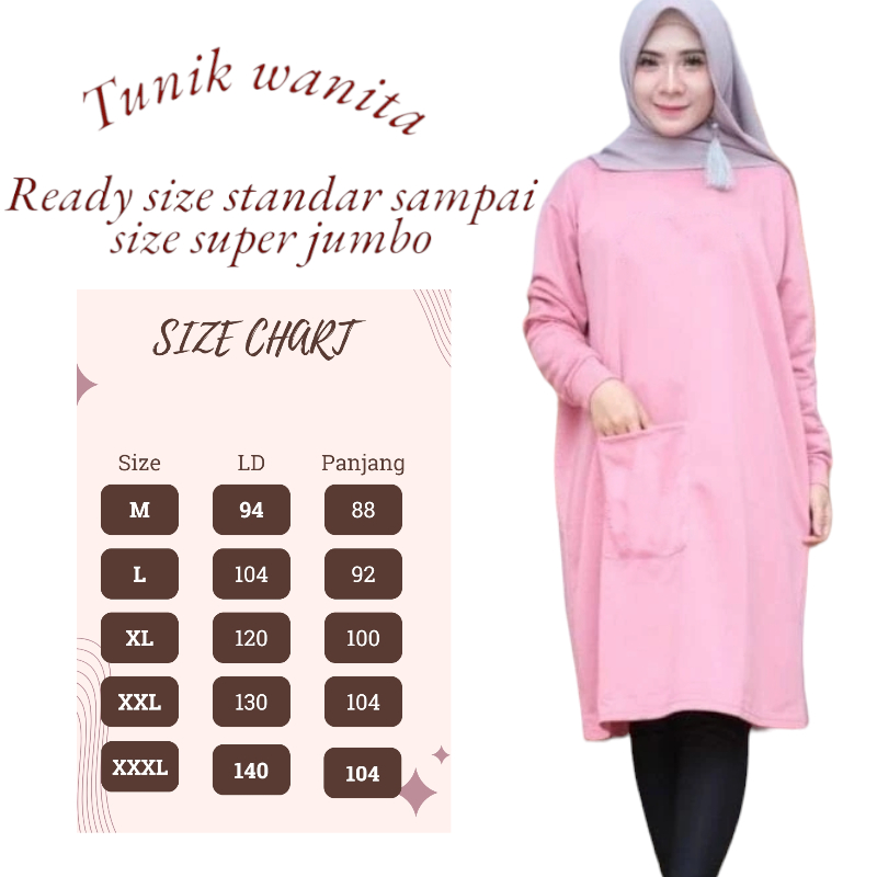 TUNIK WANITA DEWASA - TUNIK WAANITA SIZE STANDAR SAMPAI SIZE JUMBO - TUNIK CANTIK -ATASAN WANITA MUS