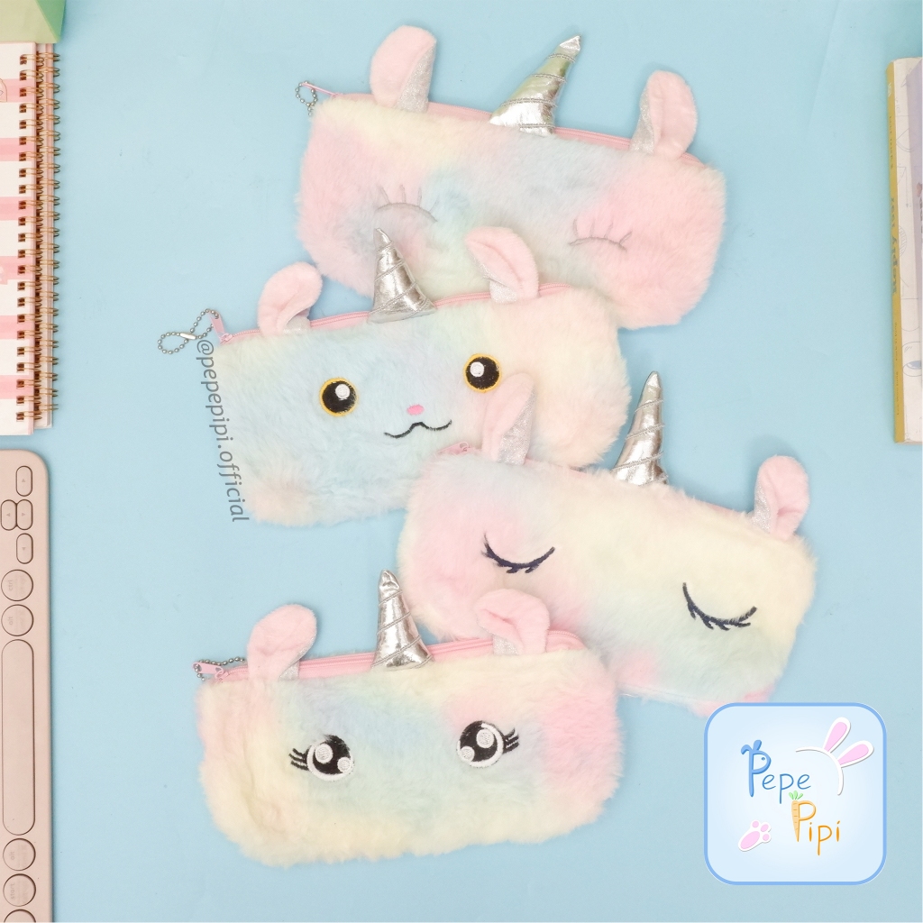 

Kotak Pensil Bulu Unicorn Muka Mata Wajah Kuda Poni Tempat Pensil Wadah Pensil Kostak Pouch makeup Kosmetik Pencil Case Little Pony