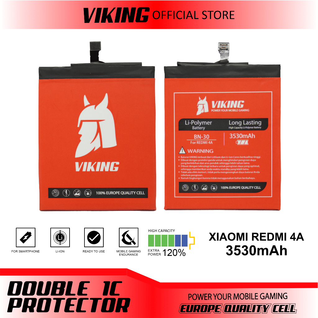 VIKING Baterai Xiaomi Redmi 4A BN30 Double Power