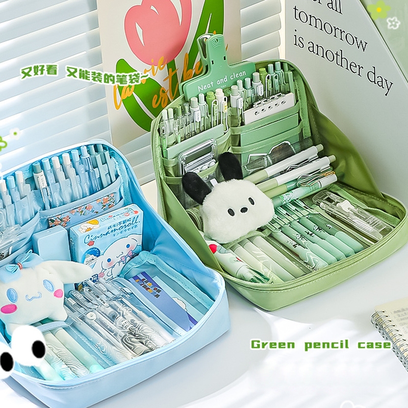 

<Ready>Kotak pensil transparan berkapasitas besar 12 lapis, tas alat tulis multifungsi, kotak pensil perlengkapan kantor siswa