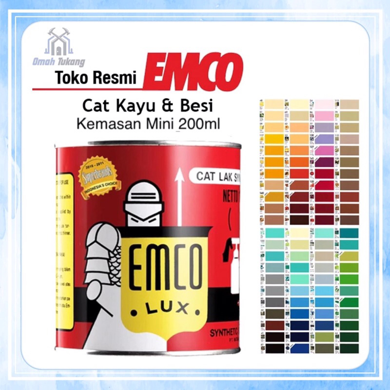 EMCO LUX Cat Kayu dan Besi 200gr Ready Banyak Warna / Cat EMCO