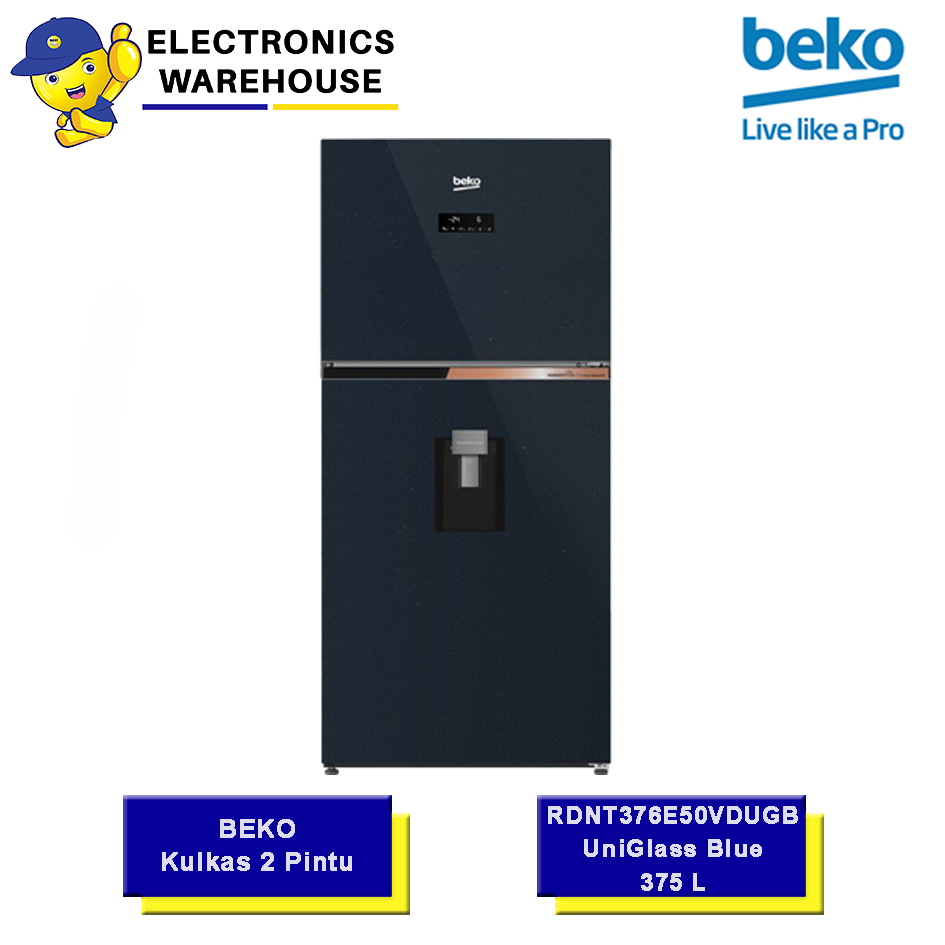 Beko Kulkas 2 Pintu RDNT376E50VDUGBL dengan Dispenser Air 375 L