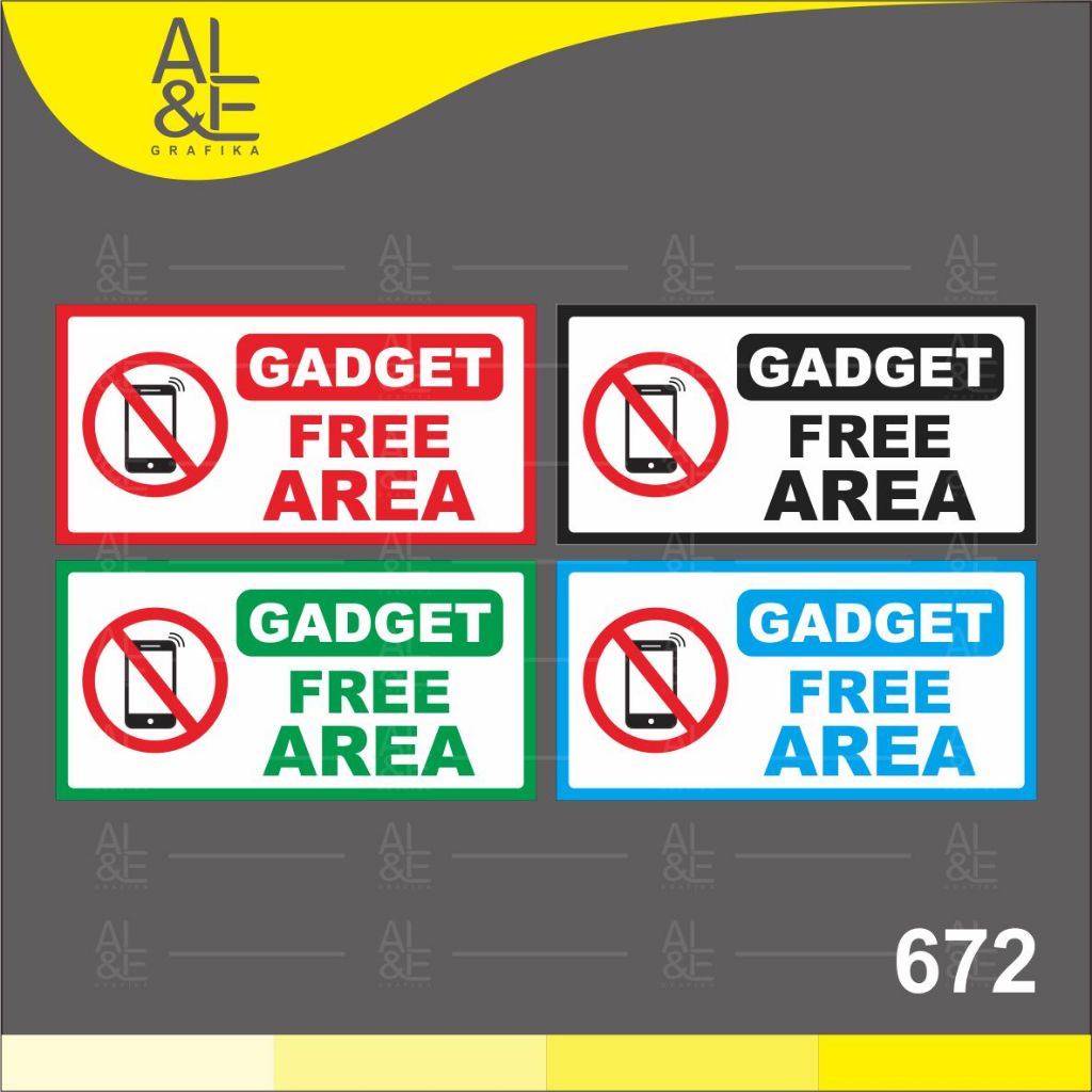 

672 - Stiker Gedget Free Area, Sticker Vinyl, Premium, Tahan Air