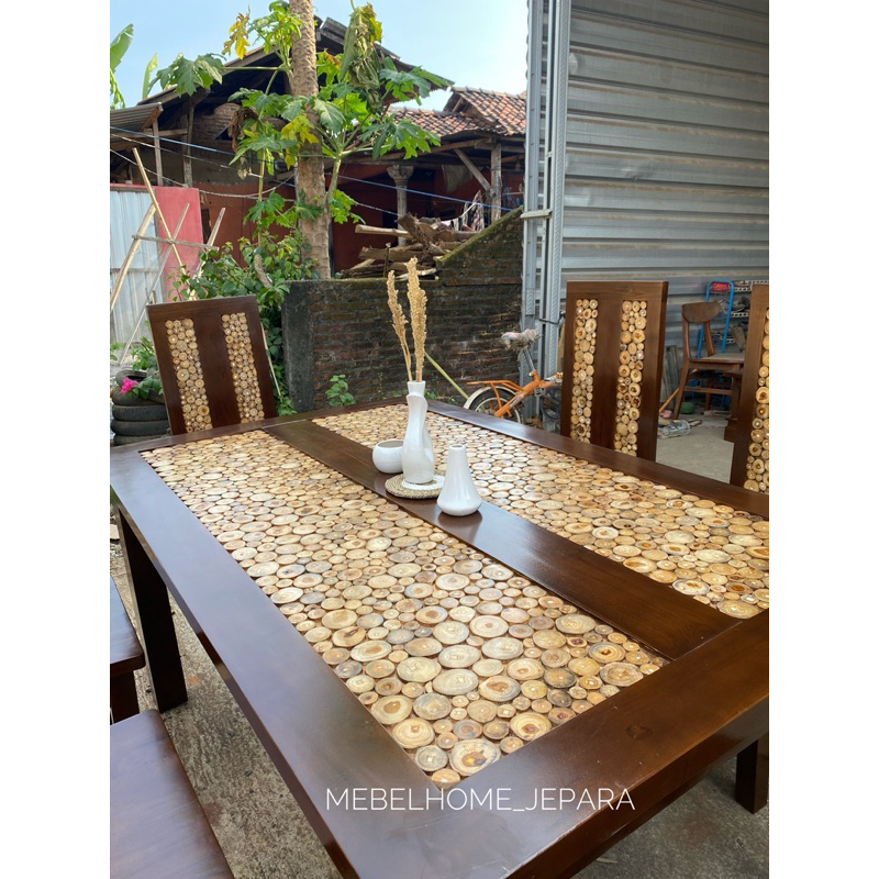 meja makan minimalis kayu jati,meja makan koin jati termurah,set meja makan kayu jati koin