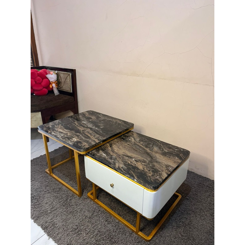 Meja Set Ruang Tamu Estetik Modern Meja HPL Minimalis Mewah