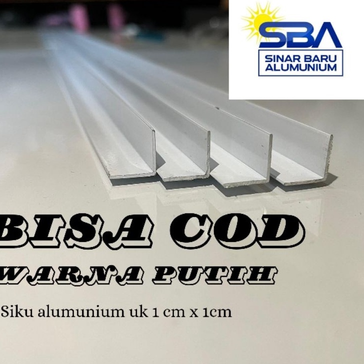 DISKON LIST SIKU ALUMUNIUM WARNA PUTIH 1CM X 1CM PANJANG 1 CM