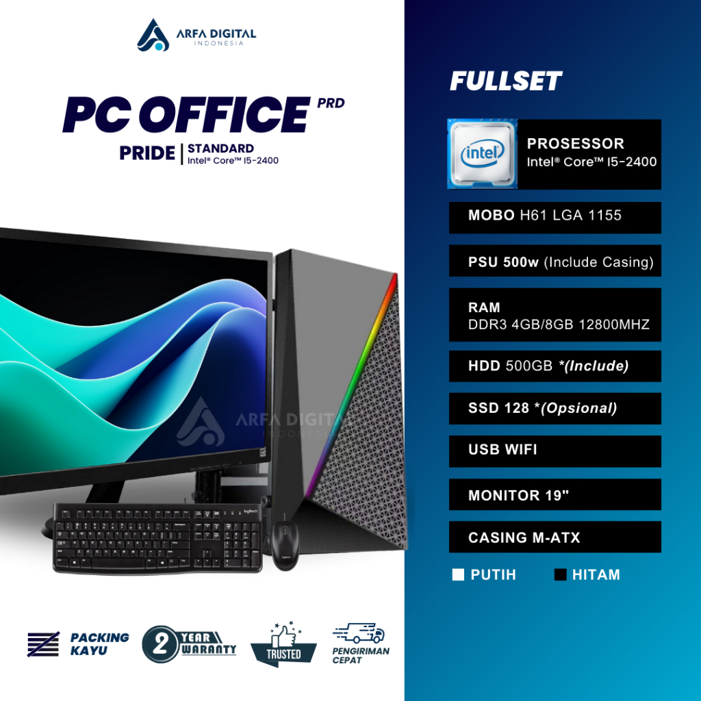 Komputer Full Set Murah Intel Core I5 Ram 8GB SSD 120GB HDD 500GB LED 19