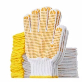 Terbaru Sarung Tangan KerjaProyek putih Bintik Kuning Hitam Grosir Murah  Sarung tangan Kain Benang 
