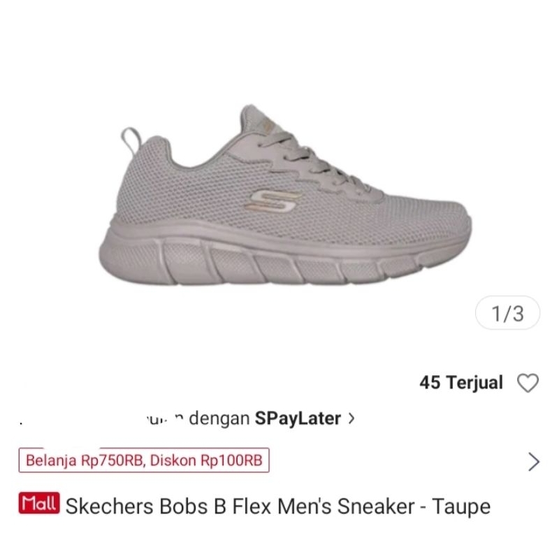 Skechers Bobs B Flex Pria - Taupe/Coklat