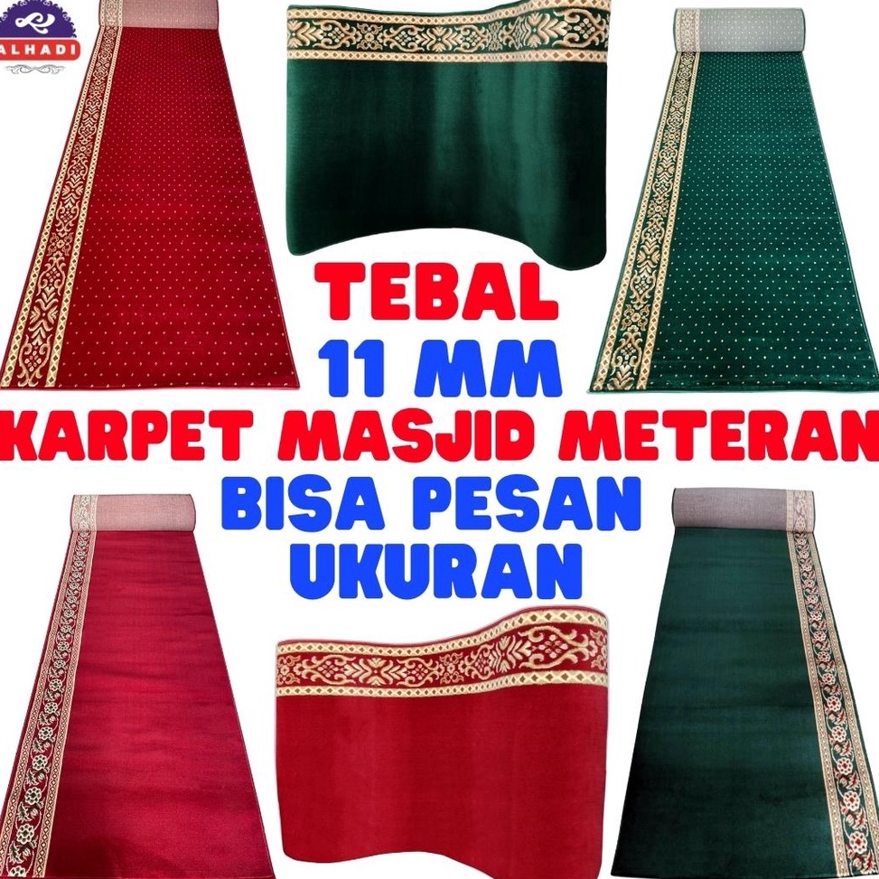 Bagus Banget Alhadi Karpet Masjid MIRGRA DYNABEL METERAN Ukuran 1 x 12cm Sajadah Mushola Tebal 11mm 