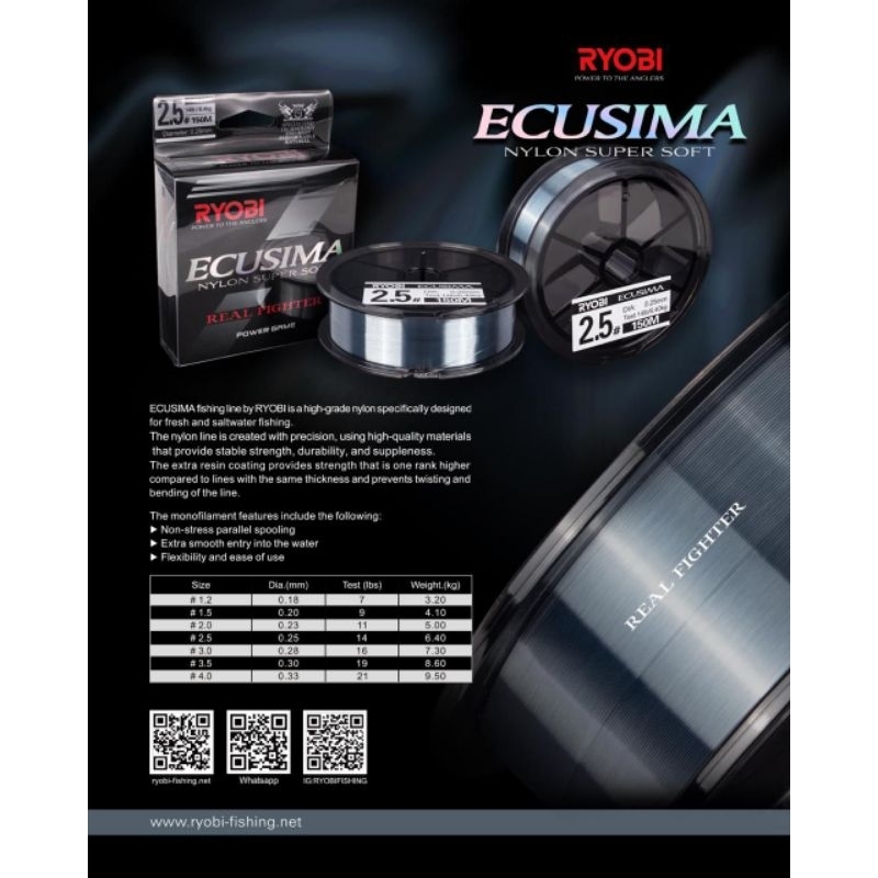 Senar Pancing Ryobi Ecusima 150m Japan