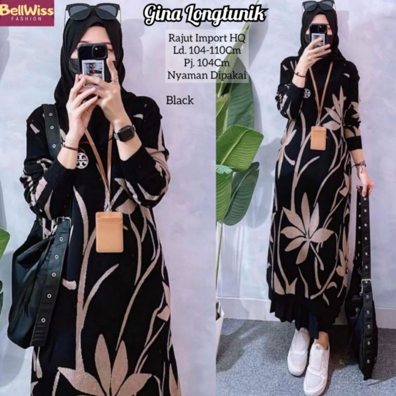 (Bisa cod) Gina long tunik matt rajut import tebal best seller // ori by bellwis