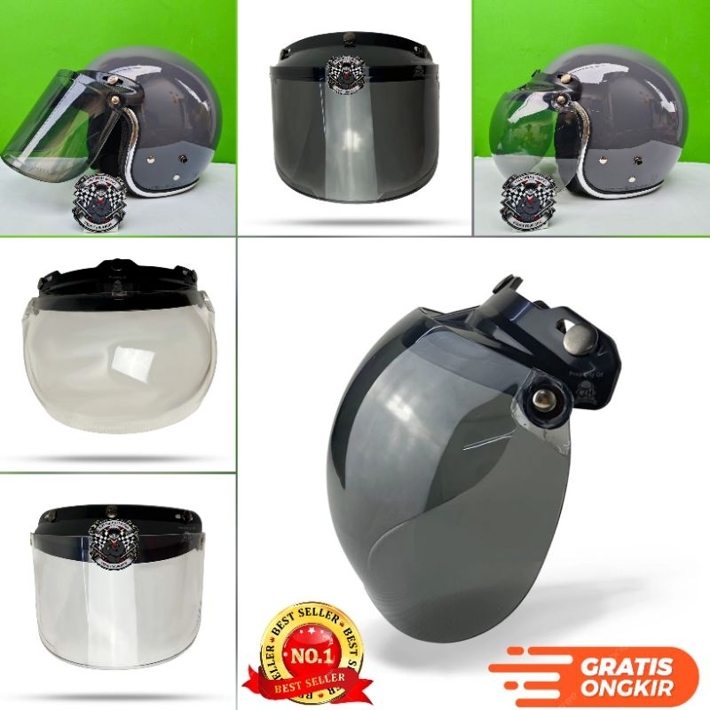 Kaca Helm Bogo Visor Helm Bogo Datar - Cembung - Hitam Dan Bening