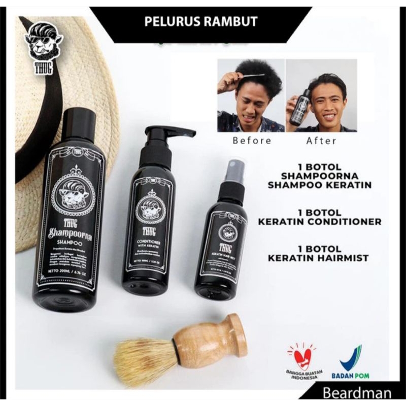 Thug Keratin Shampoo Conditioner Hair Mist Pelurus Rambut