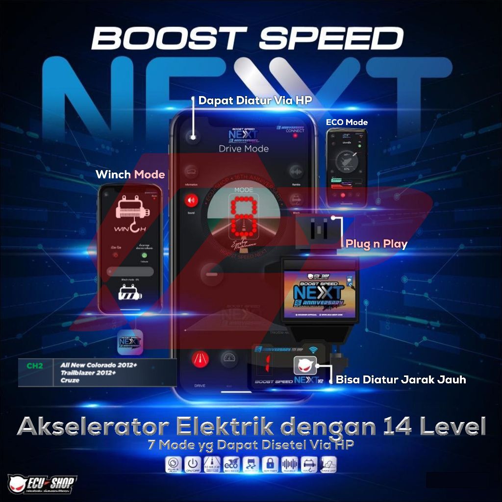 Boost Speed NEXT - Aksesoris Piggyback Ecu ECUSHOP - CH2 - Chevrolet All New Colorado 12+ Trailblaze